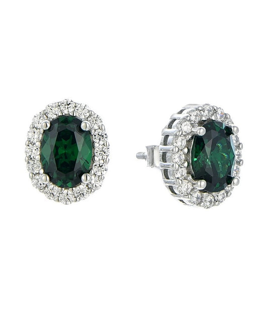 Emerald Sterling Silver Stud Earrings